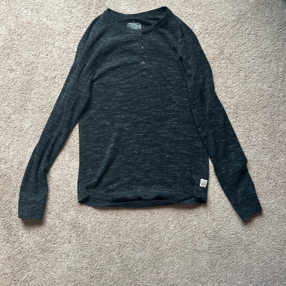 American Eagle Mens Dress Henley Longsleeve Tee Size XS